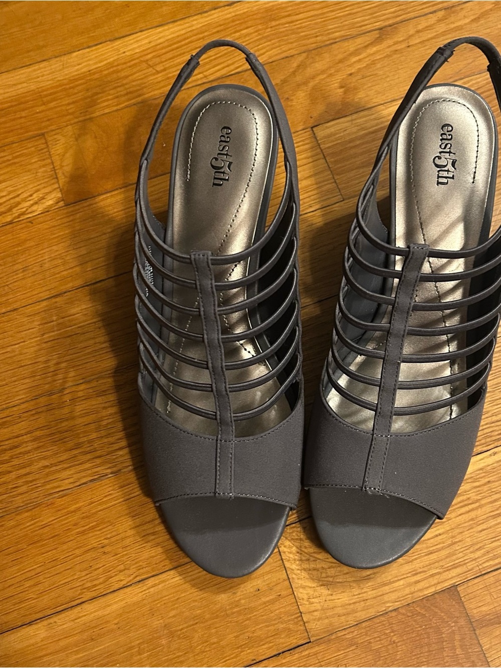 East 5th Women's Gray Strappy Slingback Heels